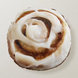 Cinnamon Bun with Icing Round Cushion