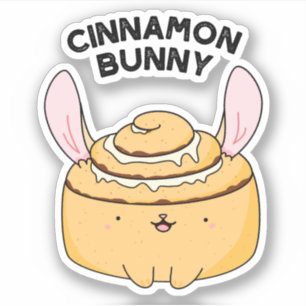 Cinnamon Bunny Cute Cinnamon Bun Pun Sticker