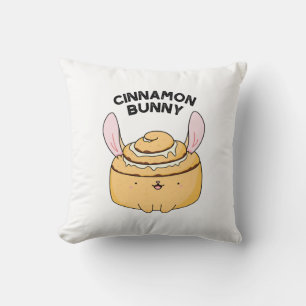 Cinnamon Bunny Funny Cinnamon Bun Pun Cushion