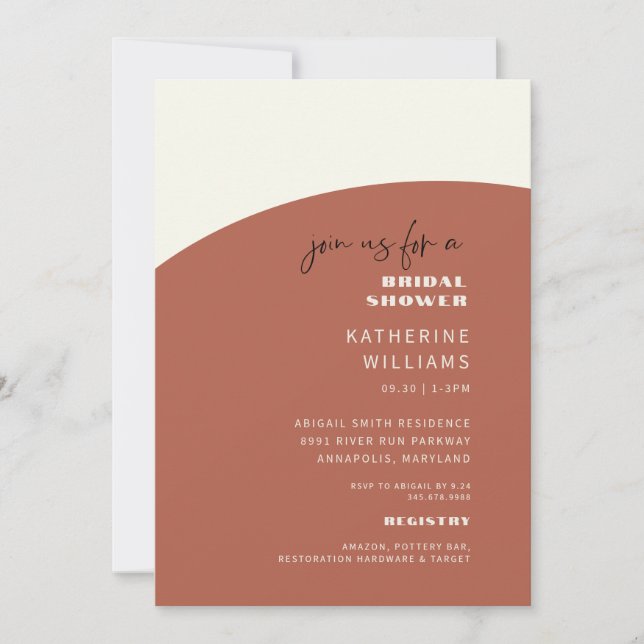 Cinnamon & Cream Fall Geometric Bridal Shower Invitation (Front)