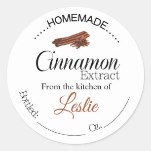 Cinnamon Extract labels, homemade extracts Classic Round Sticker