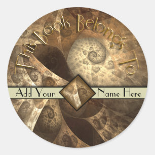 Cinnamon & Ginger Fractal Bookplate Classic Round Sticker