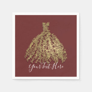 Cinnamon Gold Rustic Botanical Dress Bridal Shower Napkin