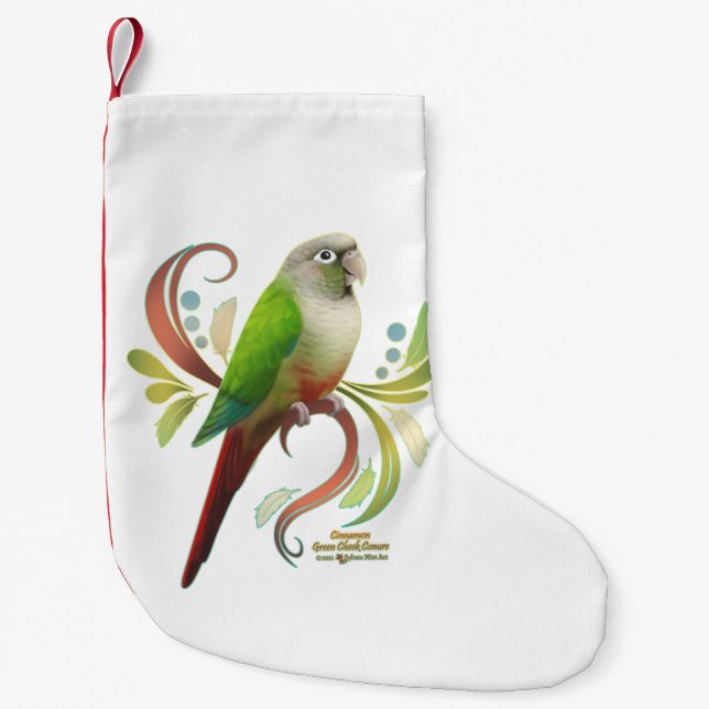 Cinnamon Green Cheek Conure Small Christmas Stocking (Front)