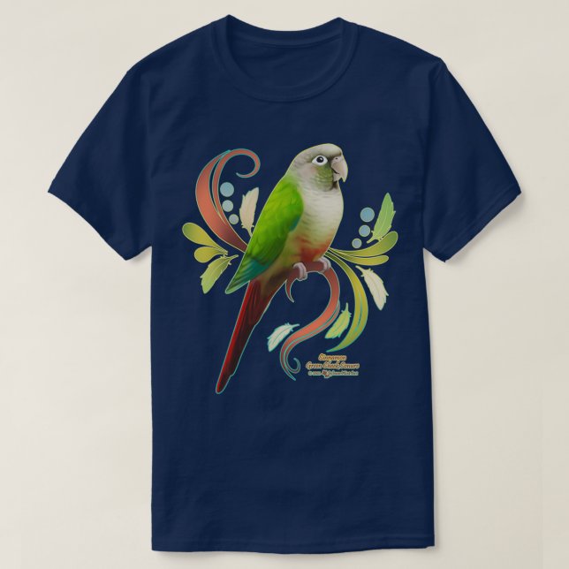Cinnamon Green Cheek Conure T-Shirt (Design Front)