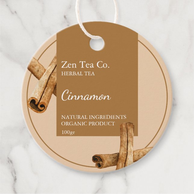 Cinnamon Herbal Tea Business Tag (Front)