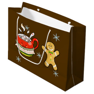 cinnamon hot cocoa & gingerbread man cookie large gift bag