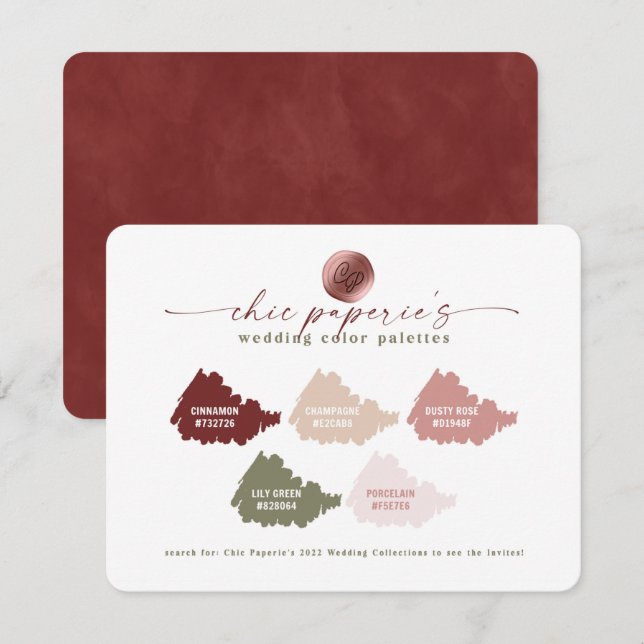 Cinnamon & Pink Spring Wedding Colours Palette Car (Front/Back)