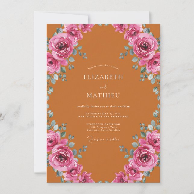 Cinnamon Radiant Autumnal Wedding Invitation (Front)