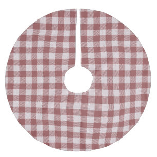 Cinnamon Red Gingham Plaid Brushed Polyester Tree Skirt