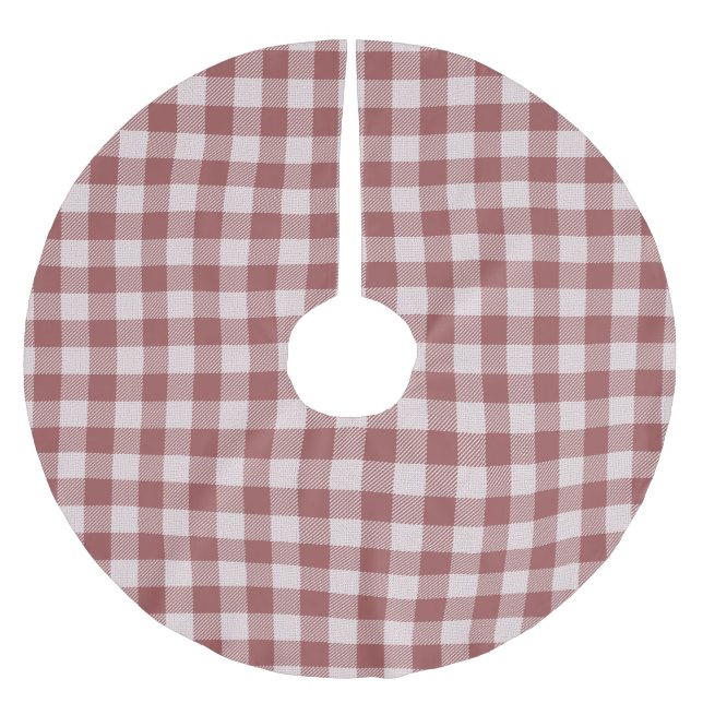 Cinnamon Red Gingham Plaid Brushed Polyester Tree Skirt (Front)