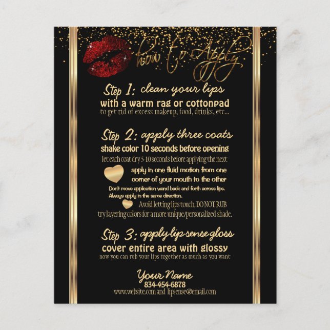 Cinnamon Red Glitter Lip 💋 Instructions - Black Flyer (Front)
