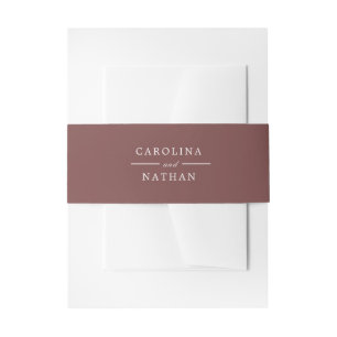 Cinnamon Red Simple Elegant Wedding Names Invitation Belly Band