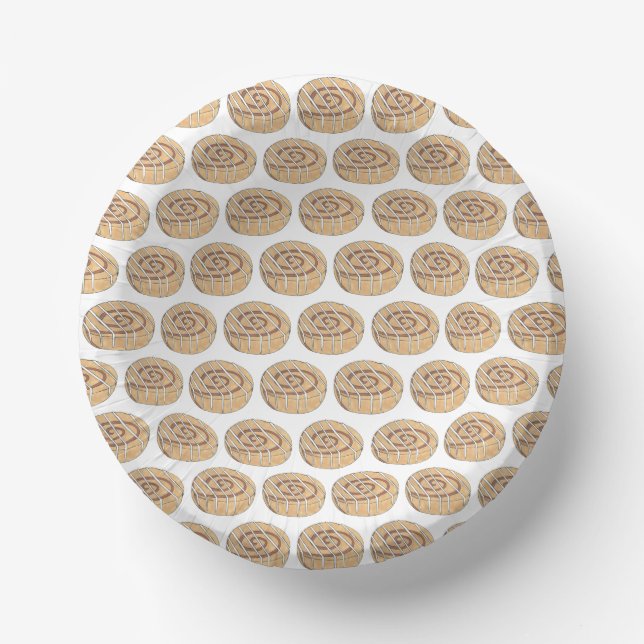 Cinnamon Roll Bun Pastry Baked Goods Bake Sale Paper Plate (Front)