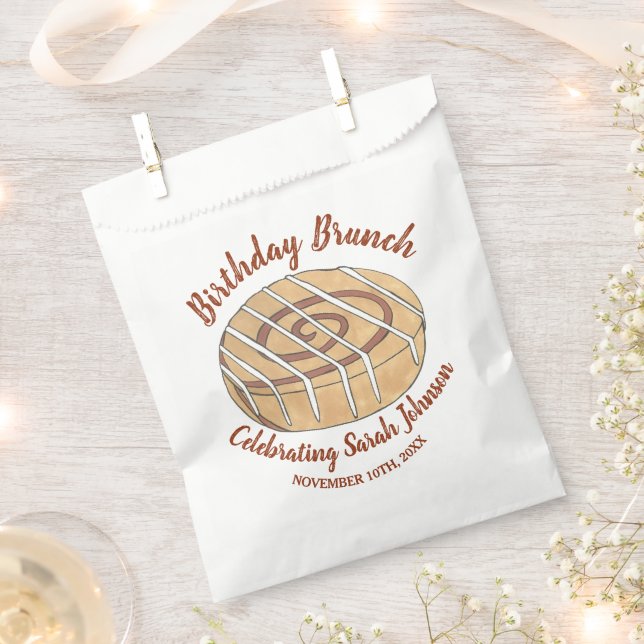 Cinnamon Roll Bun Pastry Birthday Party Brunch Favour Bags (Clipped)
