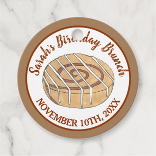 Cinnamon Roll Bun Pastry Birthday Party Brunch Favour Tags