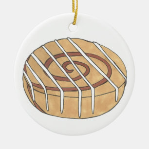 Cinnamon Roll Bun Pastry Chef Bakery Cafe Ceramic Tree Decoration