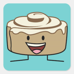 Cinnamon Roll Bun pastry gooey sugar swirl Danish Square Sticker