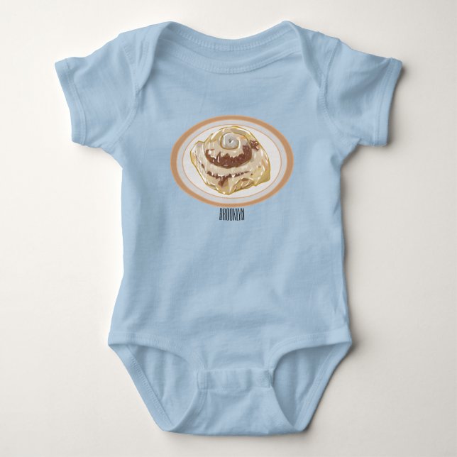 Cinnamon roll cartoon illustration  baby bodysuit (Front)