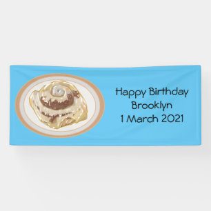 Cinnamon roll cartoon illustration  banner