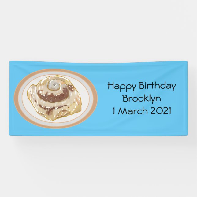 Cinnamon roll cartoon illustration  banner (Horizontal)