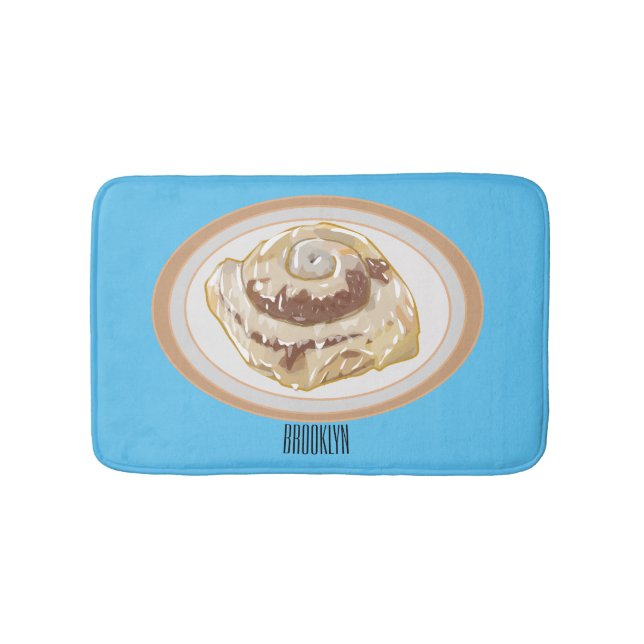 Cinnamon roll cartoon illustration bath mat (Front)