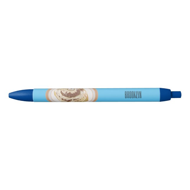 Cinnamon roll cartoon illustration black ink pen (Front)