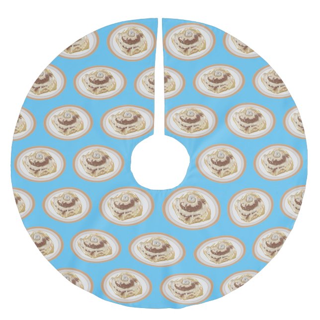 Cinnamon roll cartoon illustration  brushed polyester tree skirt (Front)