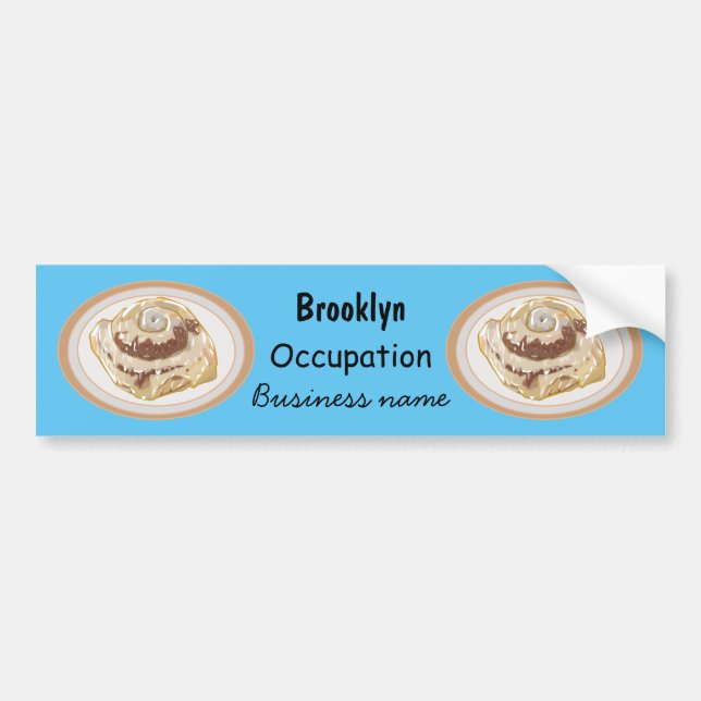 Cinnamon roll cartoon illustration bumper sticker (Front)