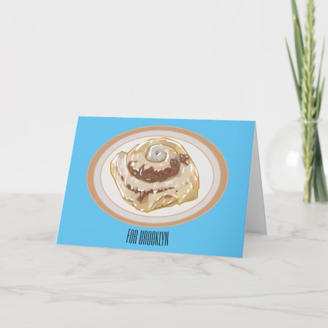 Cinnamon roll cartoon illustration  card (Front)