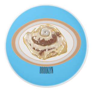 Cinnamon roll cartoon illustration ceramic knob