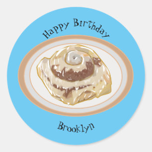 Cinnamon roll cartoon illustration  classic round sticker