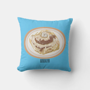 Cinnamon roll cartoon illustration cushion