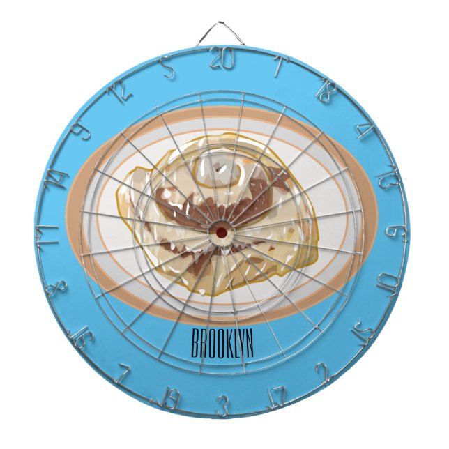 Cinnamon roll cartoon illustration dartboard (Front)