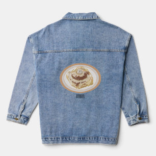 Cinnamon roll cartoon illustration denim jacket