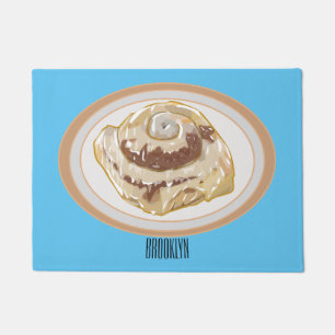 Cinnamon roll cartoon illustration  doormat