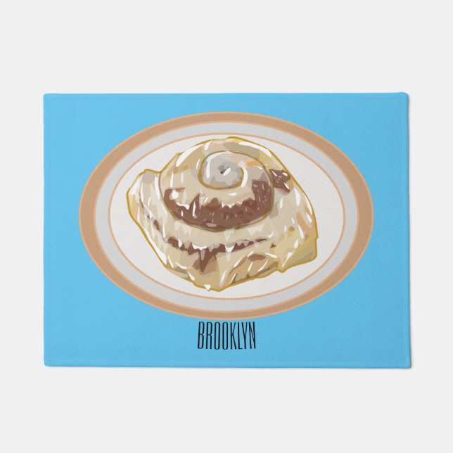Cinnamon roll cartoon illustration  doormat (Front)