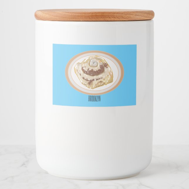 Cinnamon roll cartoon illustration  food label (Front)