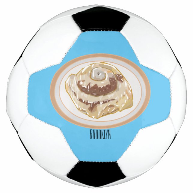 Cinnamon roll cartoon illustration football (Front)