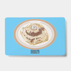 Cinnamon roll cartoon illustration ID badge