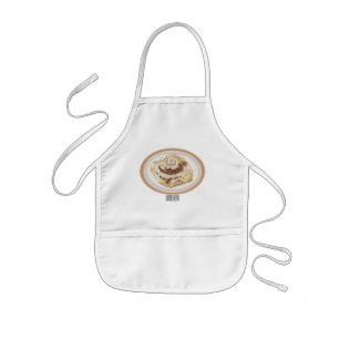 Cinnamon roll cartoon illustration  kids apron