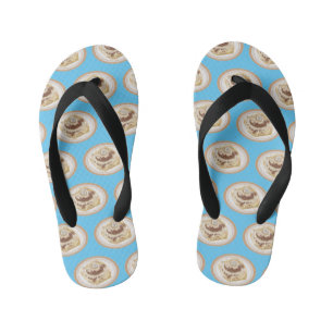 Cinnamon roll cartoon illustration kid's flip flops