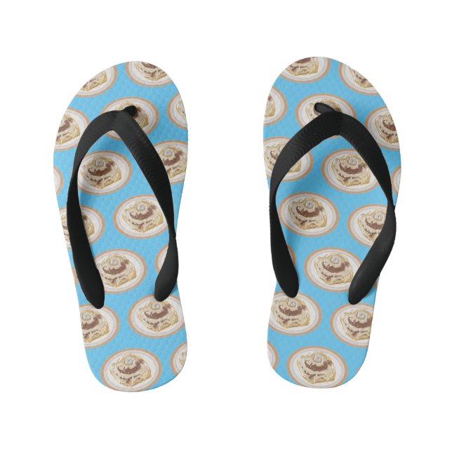 Cinnamon roll cartoon illustration kid's flip flops (Footbed)
