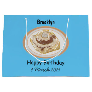 Cinnamon roll cartoon illustration large gift bag
