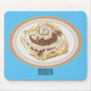 Cinnamon roll cartoon illustration  mouse mat