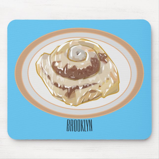Cinnamon roll cartoon illustration  mouse mat (Front)