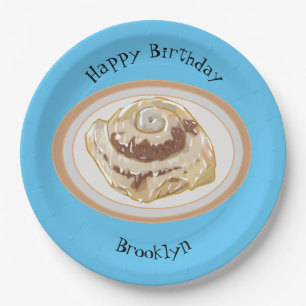 Cinnamon roll cartoon illustration paper plate