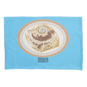 Cinnamon roll cartoon illustration pillowcase