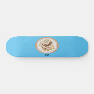 Cinnamon roll cartoon illustration skateboard