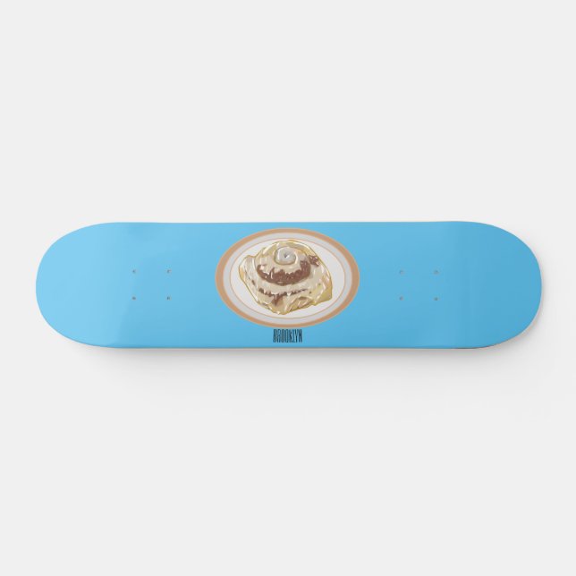 Cinnamon roll cartoon illustration  skateboard (Horz)